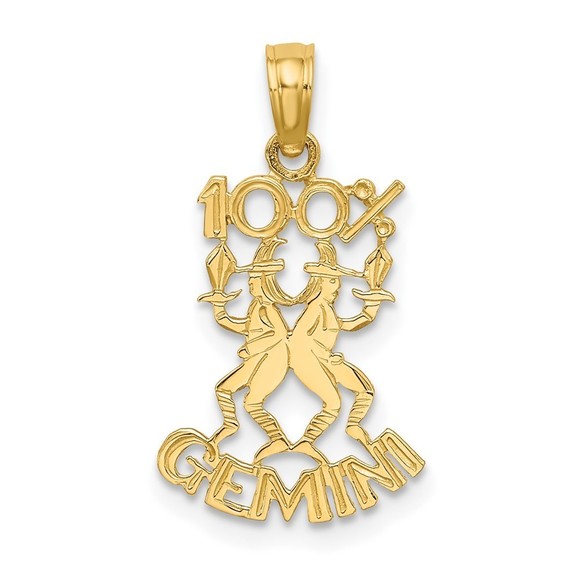 Million Charms 10k Yellow Gold Small 100% GEMINI Zodiac Charm Pendant